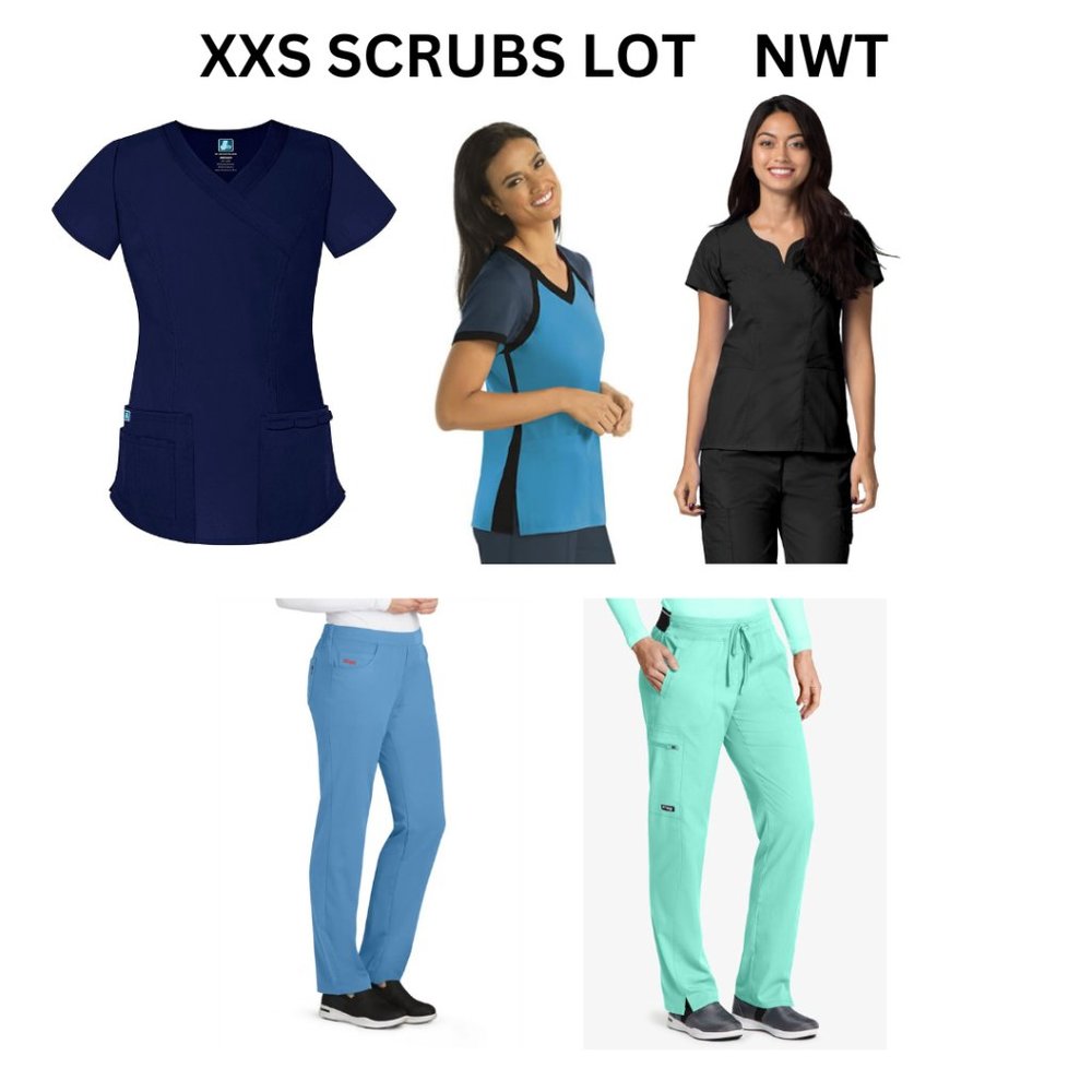 Scrubs Lot 5 units 4 XXS & 1 XS 2 Adar and 3 Grey's Anatomy  NEW WITH TAGS